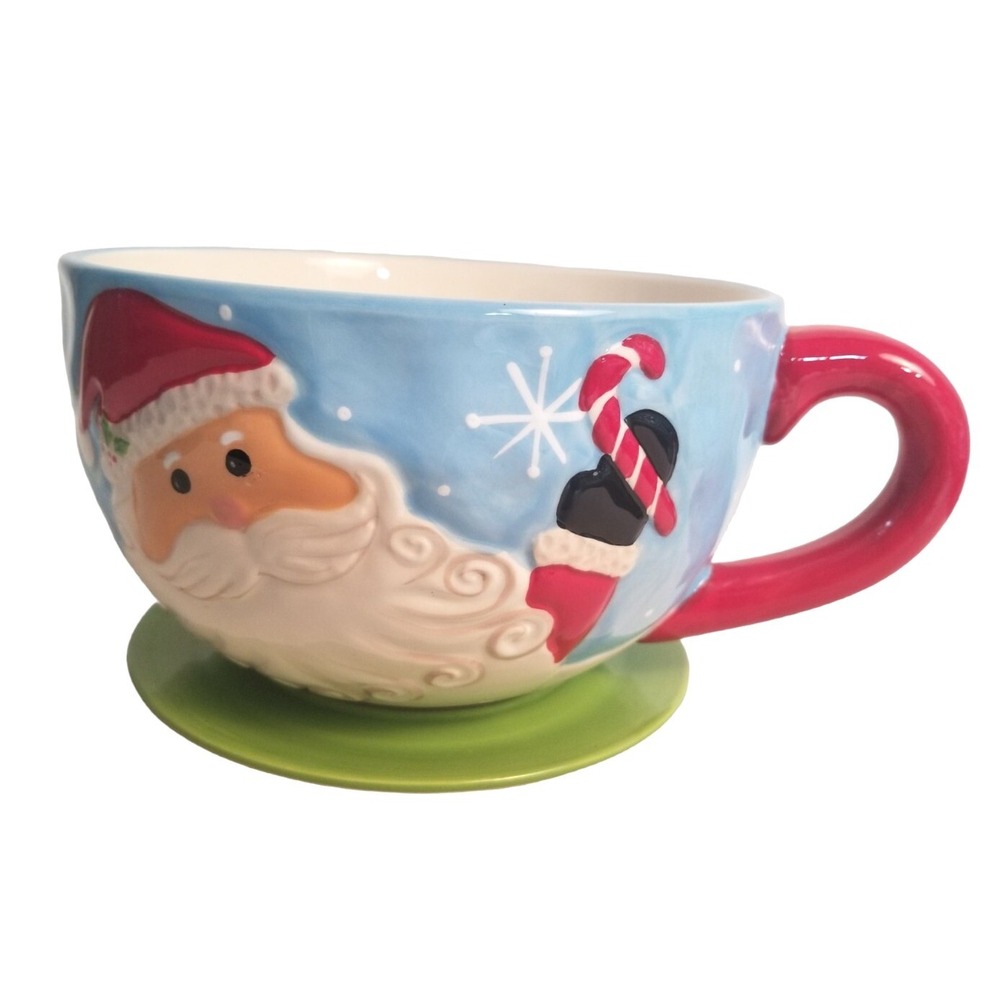 Vintage Christmas‎ Ceramic Santa Claus huge Mug Cup diameter 8 in